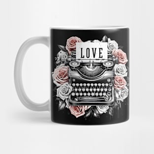 Vintage Retro Eternal Love Note with Vintage Roses and Typewriter Mug